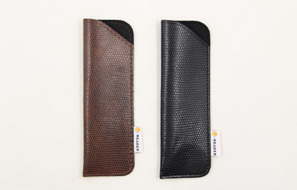 Bolsa de cuero de los vidrios de lectura del modelo de la serpiente con la escritura de la etiqueta F24-3 Bolsa de cuero de los vidrios de lectura del modelo de la serpiente con la escritura de la etiqueta F24-3