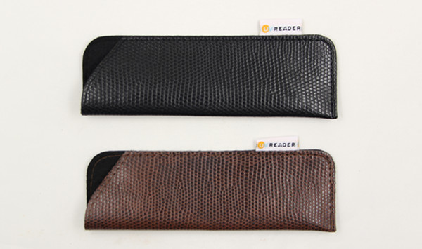 Bolsa de cuero de los vidrios de lectura del modelo de la serpiente con la escritura de la etiqueta F24-2 Bolsa de cuero de los vidrios de lectura del modelo de la serpiente con la escritura de la etiqueta F24-2